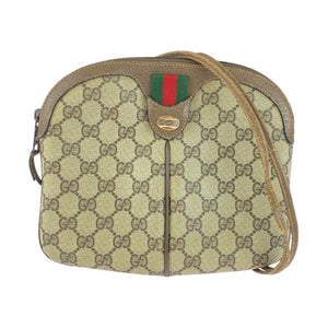 Gucci Shoulder Bag 904 02 047 GG Supreme Canvas Beige Brown Gold Metal Old Gucci Shelly Line