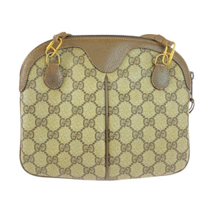 Gucci Shoulder Bag 904 02 047 GG Supreme Canvas Beige Brown Gold Metal Old Gucci Shelly Line