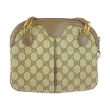 Gucci Shoulder Bag 904 02 047 GG Supreme Canvas Beige Brown Gold Metal Old Gucci Shelly Line