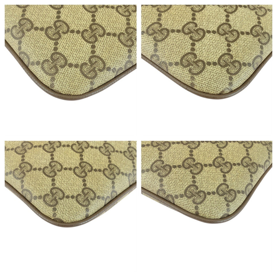 Gucci Shoulder Bag 904 02 047 GG Supreme Canvas Beige Brown Gold Metal Old Gucci Shelly Line