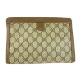 Gucci Clutch bag 89 01 032 GG Supreme Canvas Brown Beige Gold Metal Old Gucci Shelly Line