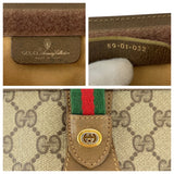 Gucci Clutch bag 89 01 032 GG Supreme Canvas Brown Beige Gold Metal Old Gucci Shelly Line