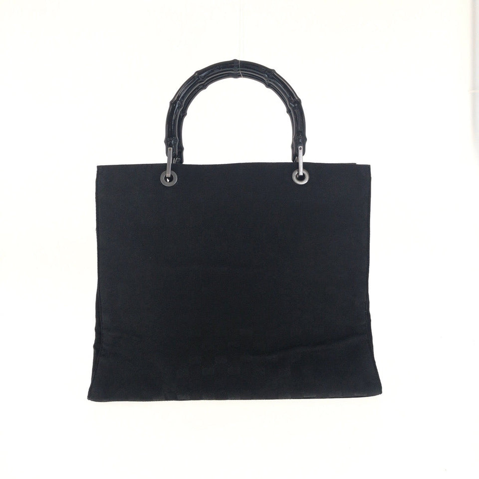 Gucci Tote Bag 002ã»1010 GG canvas Black Silver Bamboo