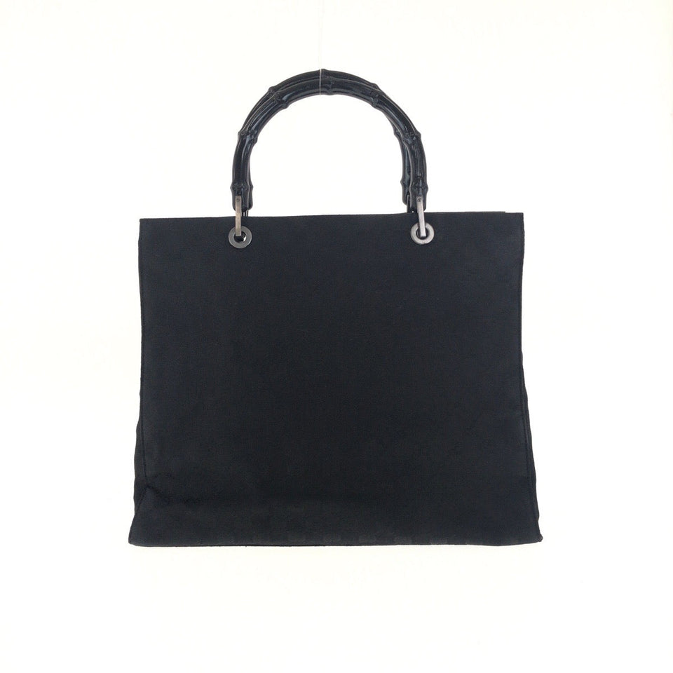 Gucci Tote Bag 002ã»1010 GG canvas Black Silver Bamboo