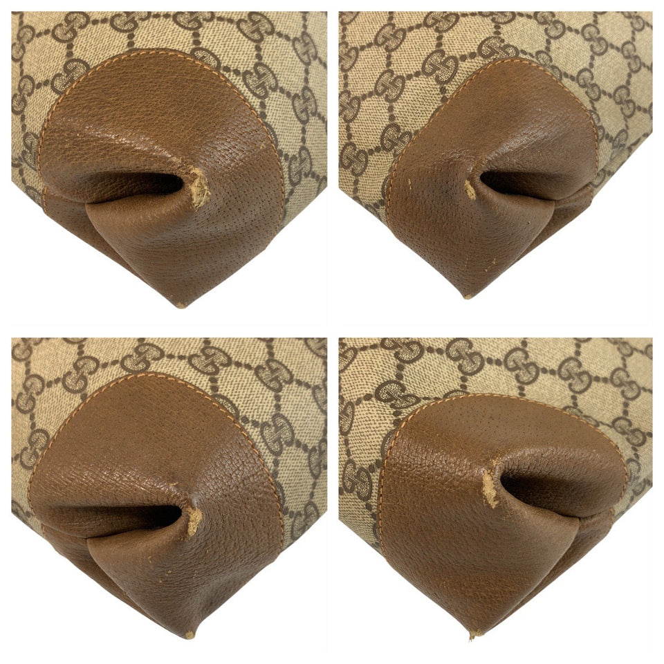 Gucci Tote Bag 002 904 0131 GG Supreme Canvas Beige Gold Metal Sherry Line Old Gucci