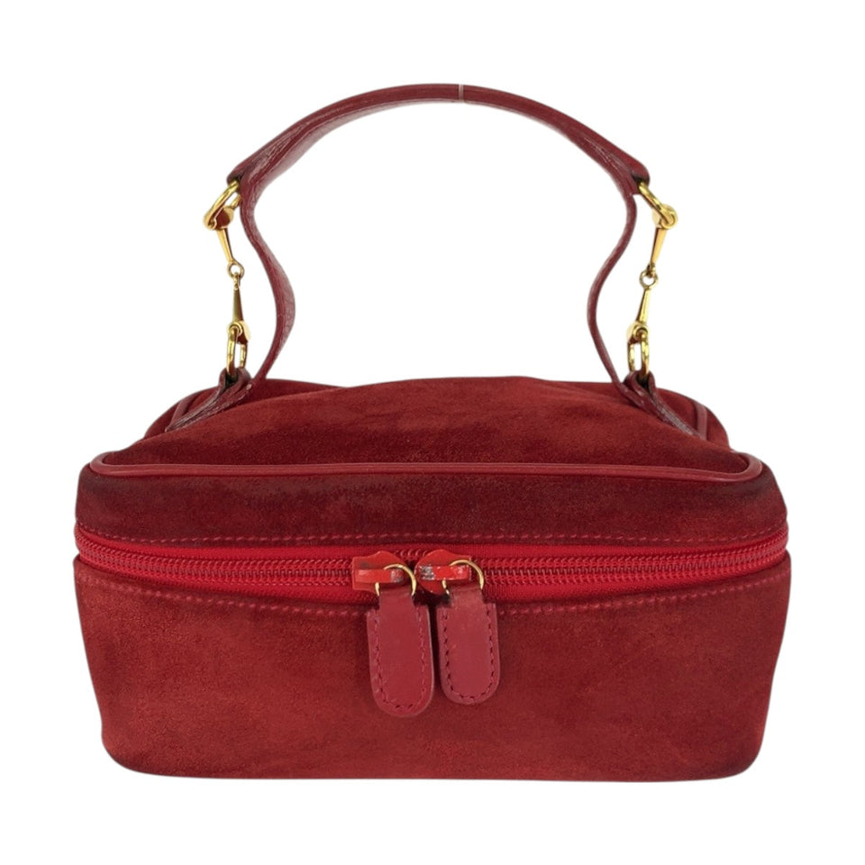 Gucci Handbag 032 1705 0141 Suede Red Gold Metal Horsebit