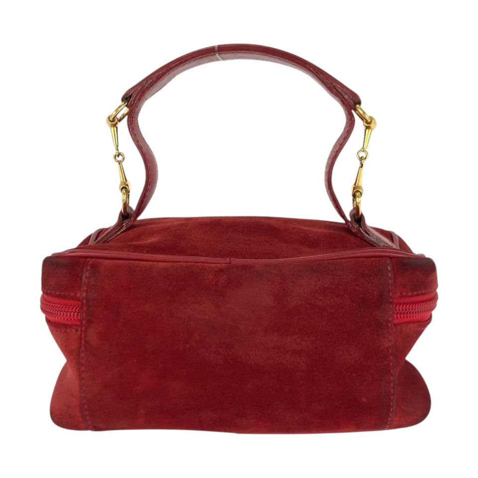 Gucci Handbag 032 1705 0141 Suede Red Gold Metal Horsebit