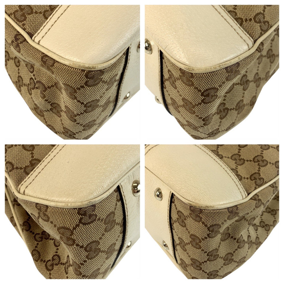 Gucci Tote Bag 163805 GG canvas Beige Ivory Gold Metal Prince Shelley Line