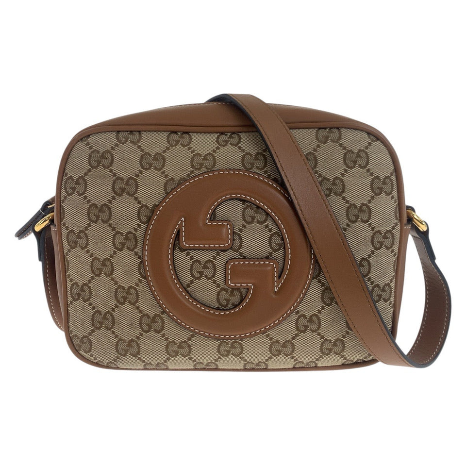 Gucci Shoulder Bag 820429 GG canvas Beige Brown Gold Metal Blondy