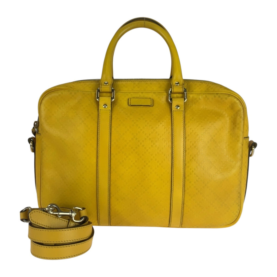 Gucci Business bag 344357 leather Yellow silver Diamante