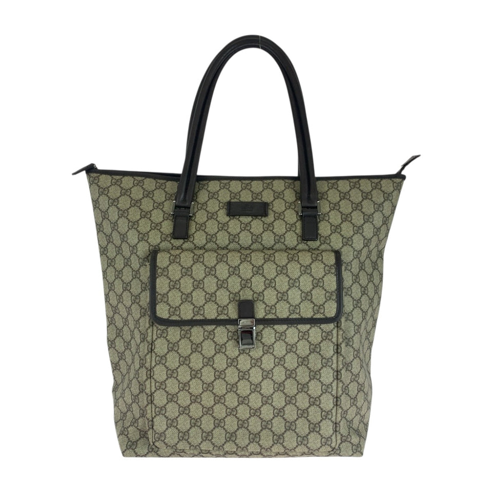 Gucci Tote Bag 108832 GG Supreme Canvas Beige Brown Silver