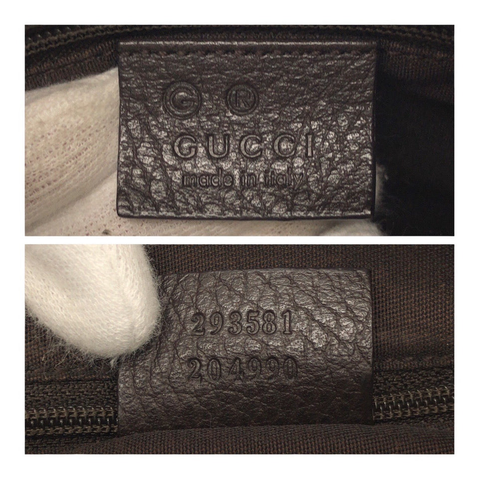 Gucci Shoulder Bag 293581 PVC Brown Beige Gold Metal GG crystal