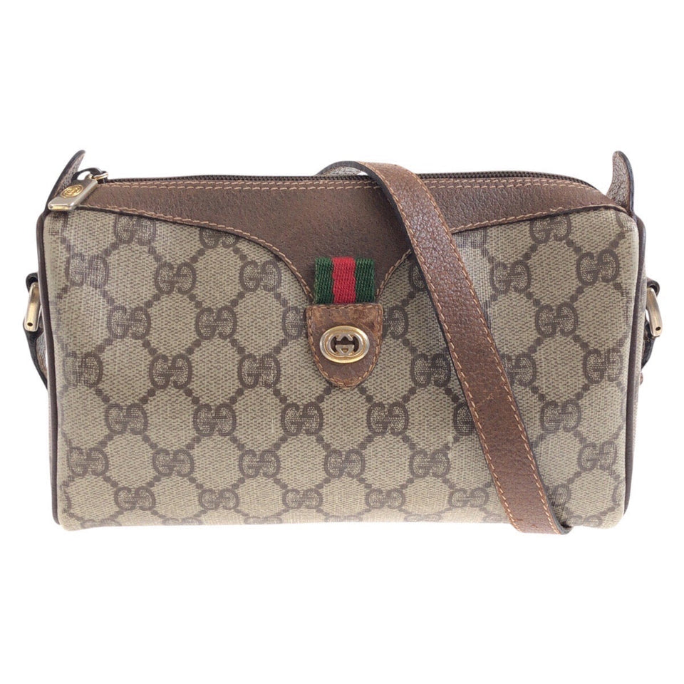 Gucci Shoulder Bag 001 904 2018 GG Supreme Canvas Beige Brown Gold Metal Old Gucci Shelly Line