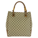Gucci Tote Bag 112530 GG canvas Beige Brown Black Metal Bamboo