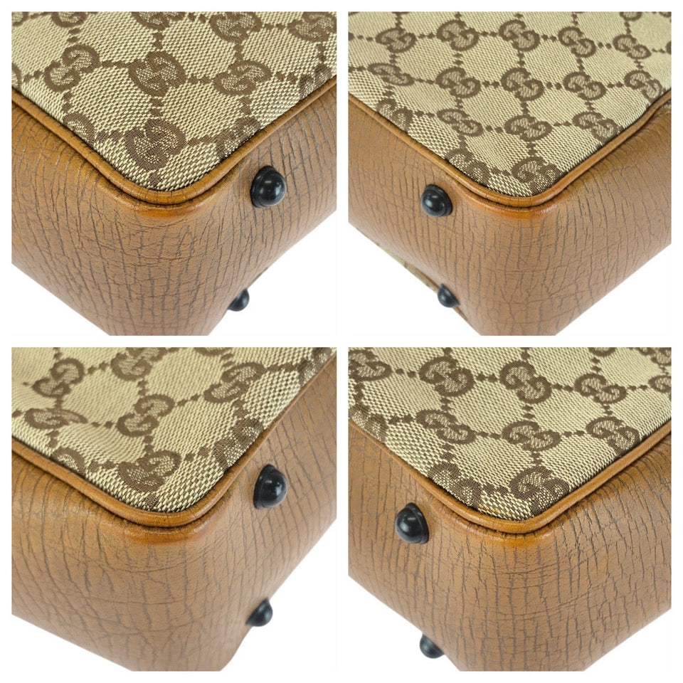 Gucci Tote Bag 112530 GG canvas Beige Brown Black Metal Bamboo