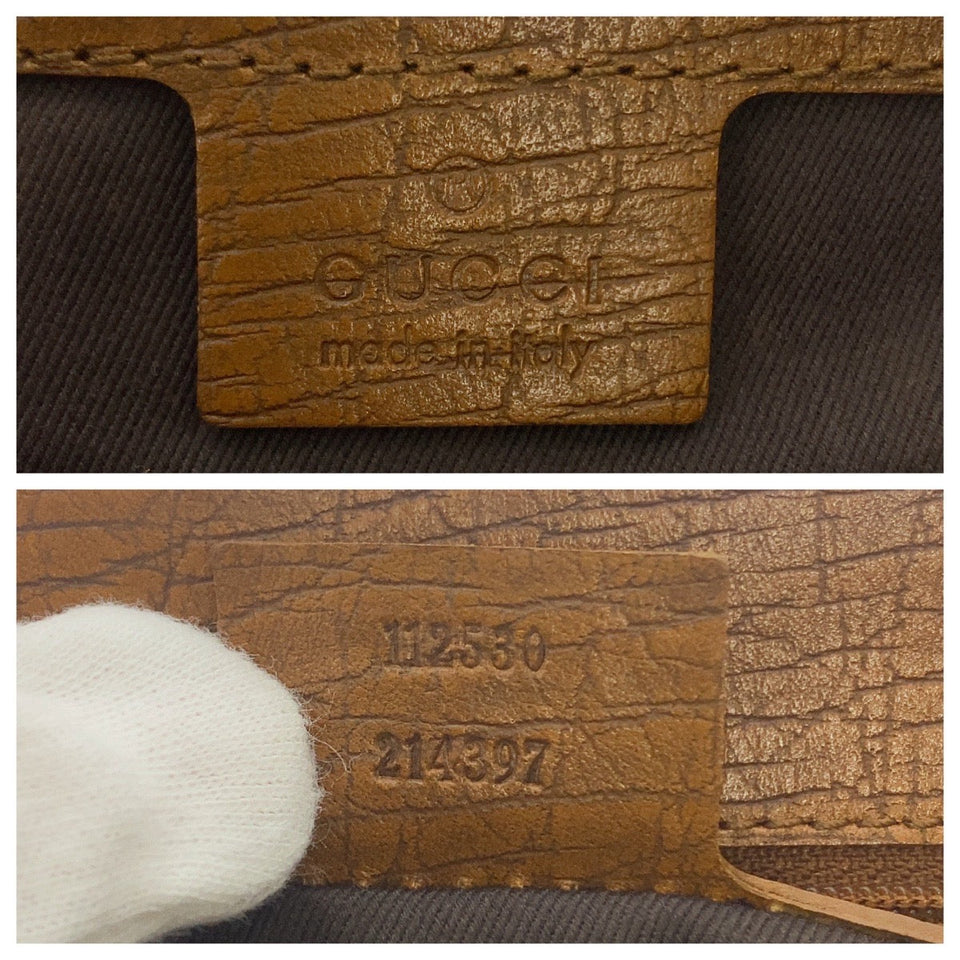 Gucci Tote Bag 112530 GG canvas Beige Brown Black Metal Bamboo