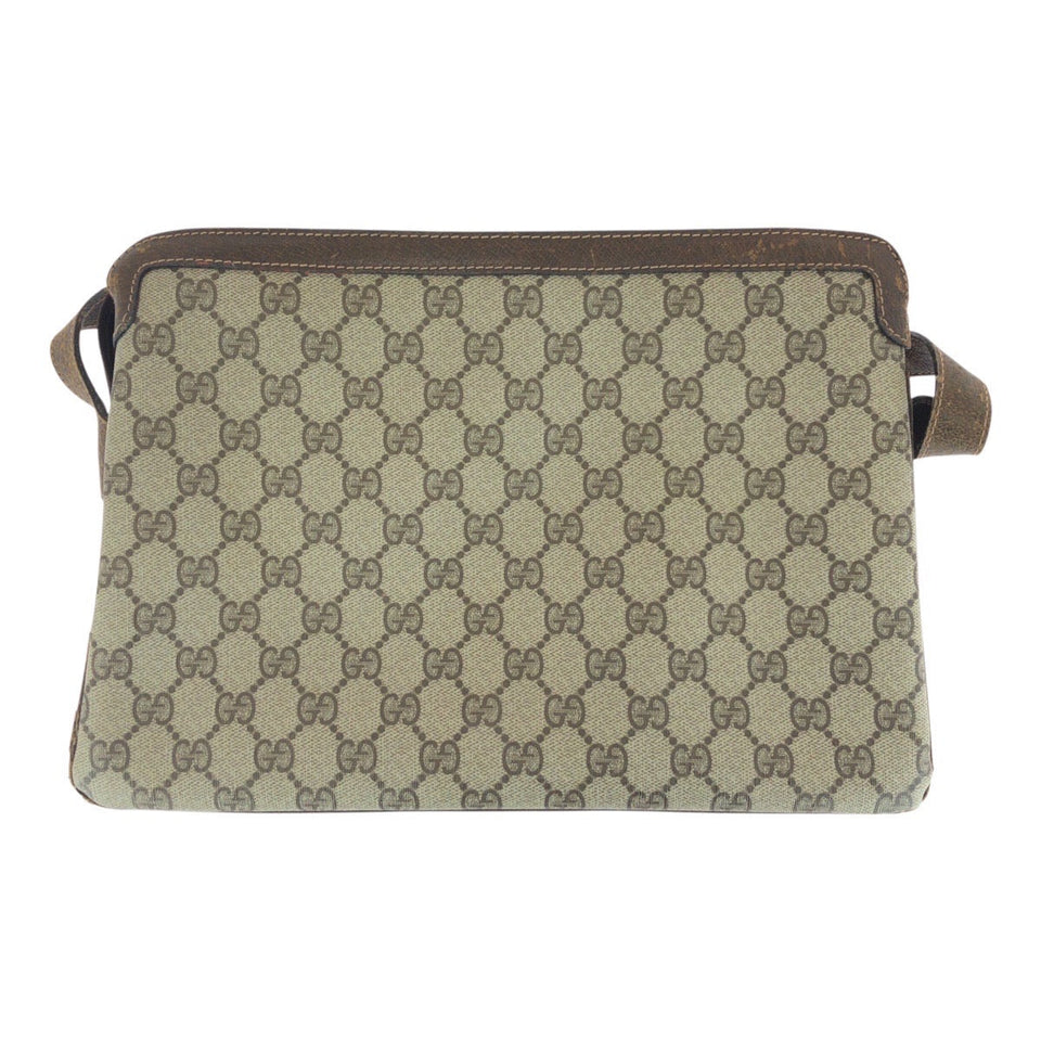 Gucci Shoulder Bag 010ã»378 GG Supreme Canvas Beige Brown Gold Metal Old Gucci Shelly Line