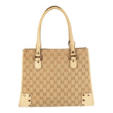 Gucci Tote Bag 124260 canvas Ivory Gold GG canvas studs
