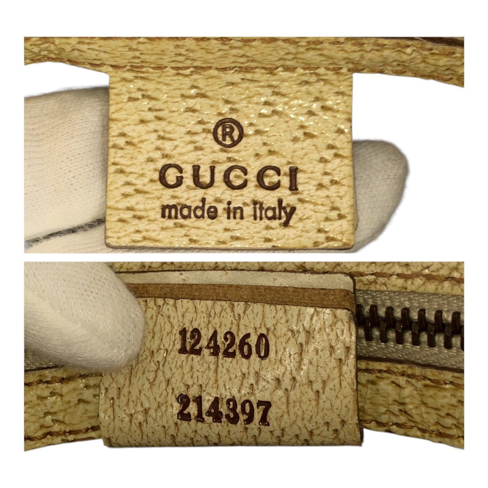 Gucci Tote Bag 124260 canvas Ivory Gold GG canvas studs