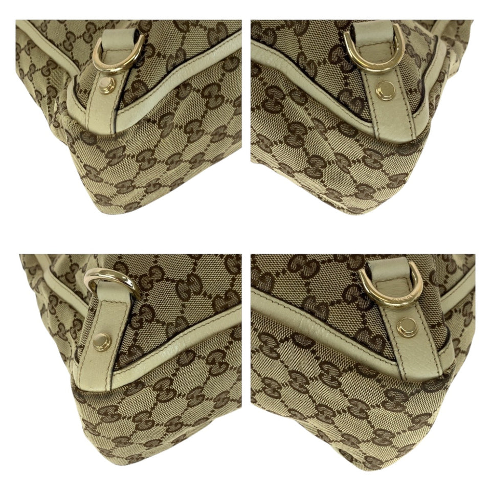 Gucci Tote Bag 17004 GG canvas Beige White Gold Metal Abbey
