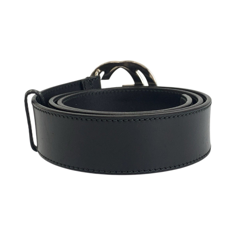 Gucci belt 114984 leather black Interlocking