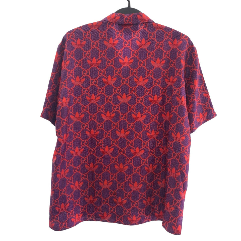 Gucci Short sleeve shirt 691522 silk Red purple adidas collaboration 50