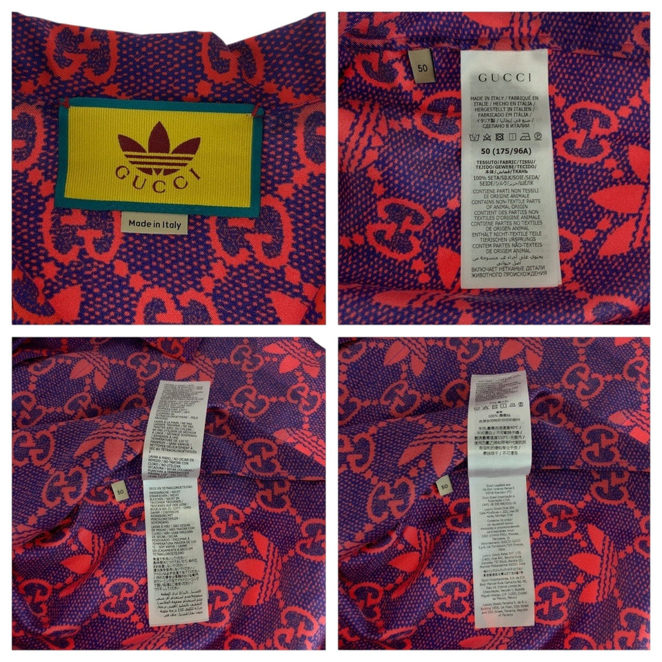 Gucci Short sleeve shirt 691522 silk Red purple adidas collaboration 50