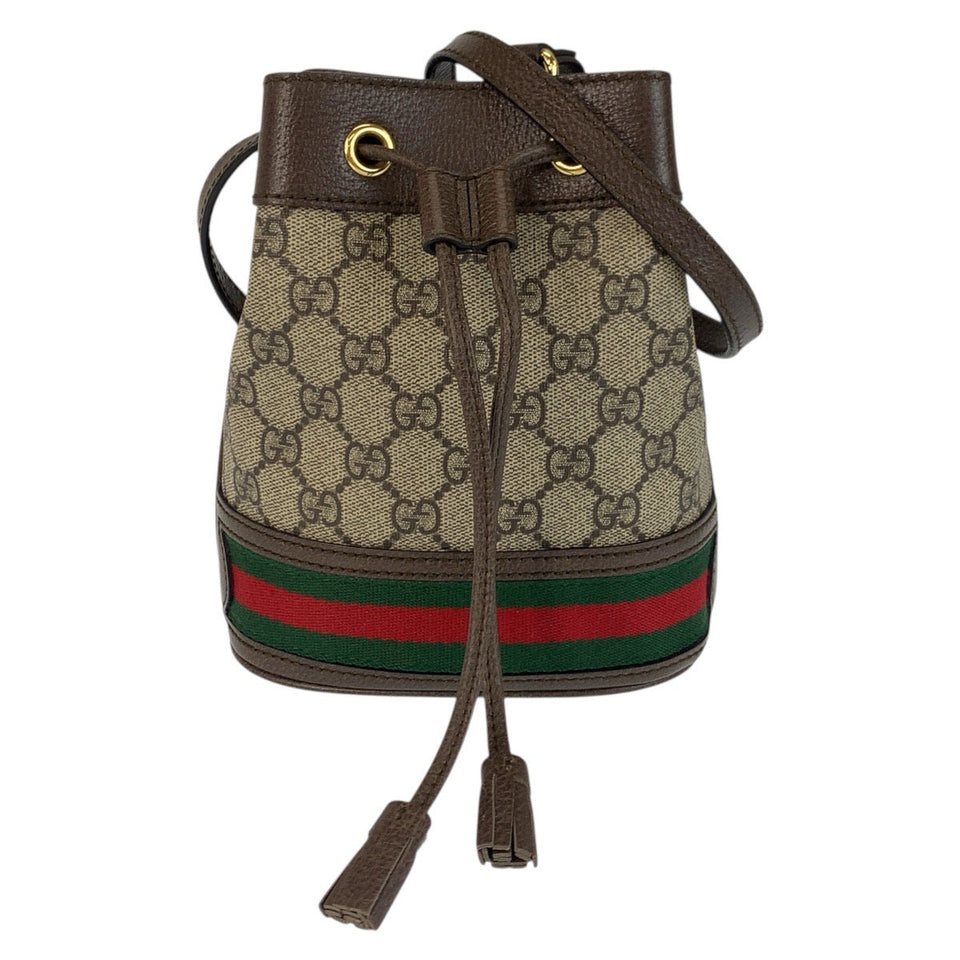 Gucci Shoulder Bag 598127 GG Supreme Canvas Beige Brown Gold Metal Ofidia