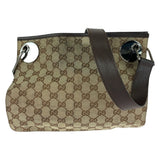 Gucci Shoulder Bag 120811 GG canvas Brown Beige SilverMetal