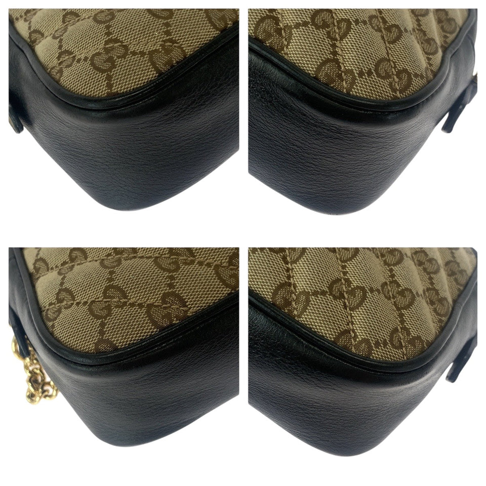 Gucci Shoulder Bag 447632 GG canvas Beige Brown Gold Metal GG Marmont quilting