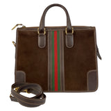 Gucci Handbag Suede Brown Gold Metal Sherry line