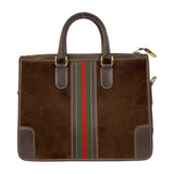 Gucci Handbag Suede Brown Gold Metal Sherry line