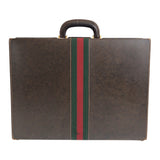 Gucci Business bag leather Brown Gold Metal Sherry Line Old Gucci