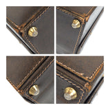 Gucci Business bag leather Brown Gold Metal Sherry Line Old Gucci