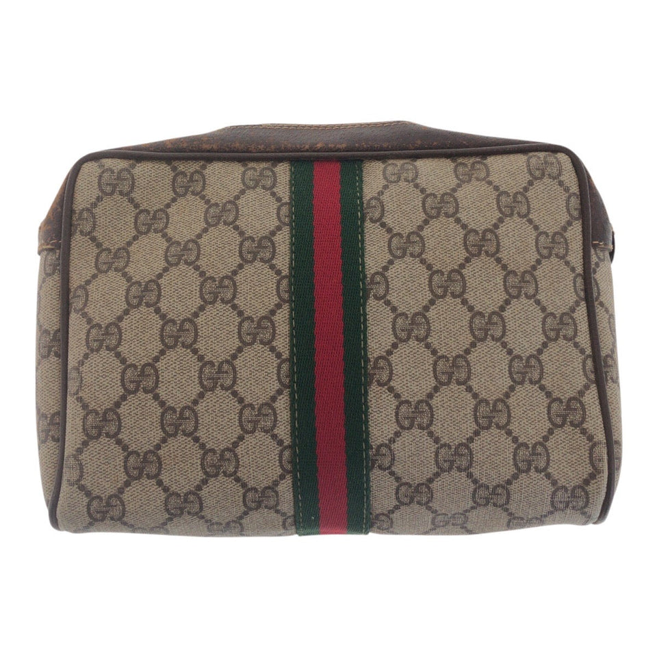 Gucci Clutch bag ä¸é®®æ GG Supreme Canvas Beige Brown Gold Metal Sherry Line Old Gucci