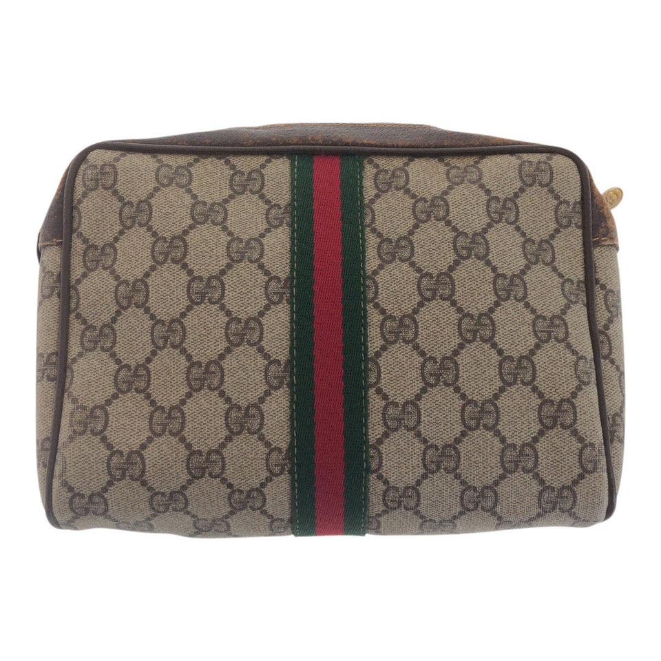 Gucci Clutch bag ä¸é®®æ GG Supreme Canvas Beige Brown Gold Metal Sherry Line Old Gucci