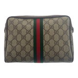 Gucci Clutch bag 56 01 012 GG Supreme Canvas Beige Brown Gold Metal Sherry Line Old Gucci