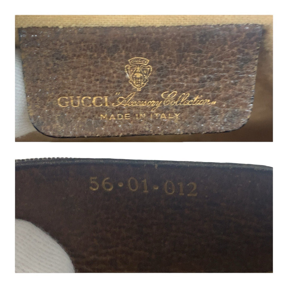 Gucci Clutch bag 56 01 012 GG Supreme Canvas Beige Brown Gold Metal Sherry Line Old Gucci
