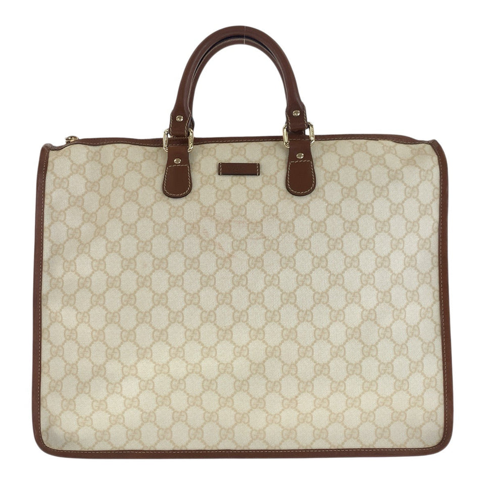 Gucci Business bag 189899 PVC Brown Ivory Gold Metal GG plus