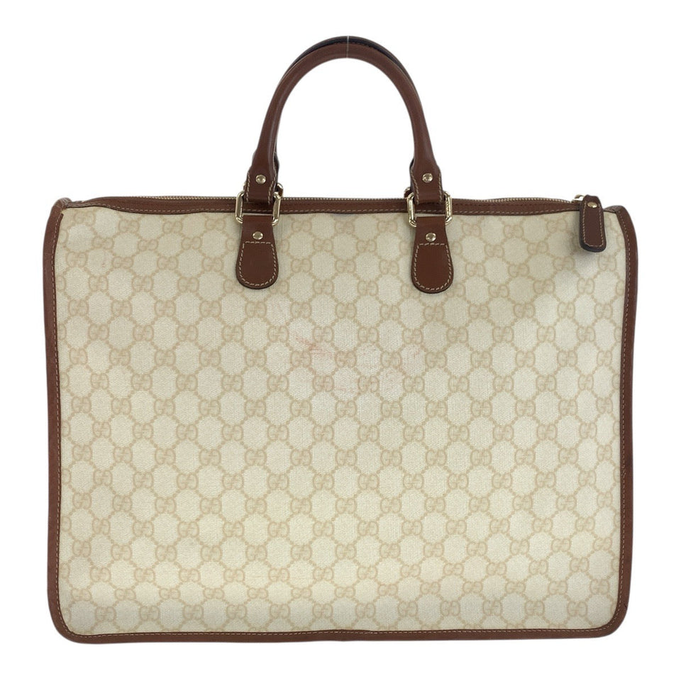 Gucci Business bag 189899 PVC Brown Ivory Gold Metal GG plus