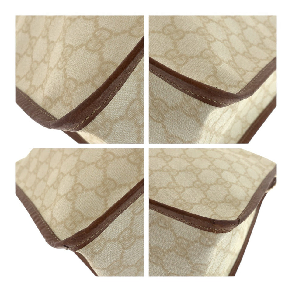Gucci Business bag 189899 PVC Brown Ivory Gold Metal GG plus
