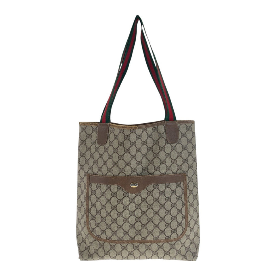 Gucci Tote Bag 39.02.003 GG plus Beige Gold Metal Old Gucci Shelly Line