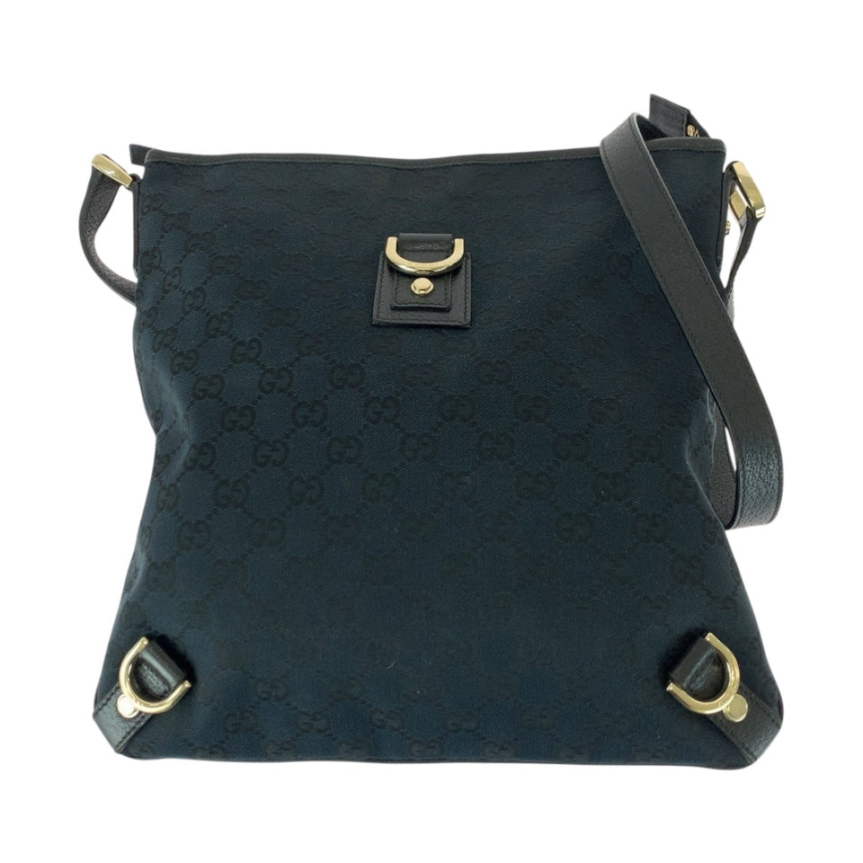 Gucci Shoulder Bag 131326 GG canvas Black GoldMetal Abbey