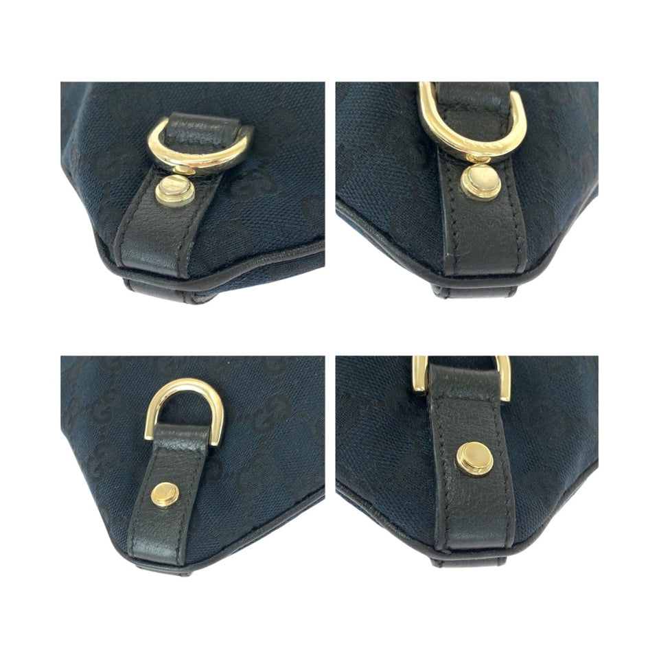 Gucci Shoulder Bag 131326 GG canvas Black GoldMetal Abbey