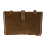 Gucci Shoulder Bag Suede Brown Gold Metal Old Gucci