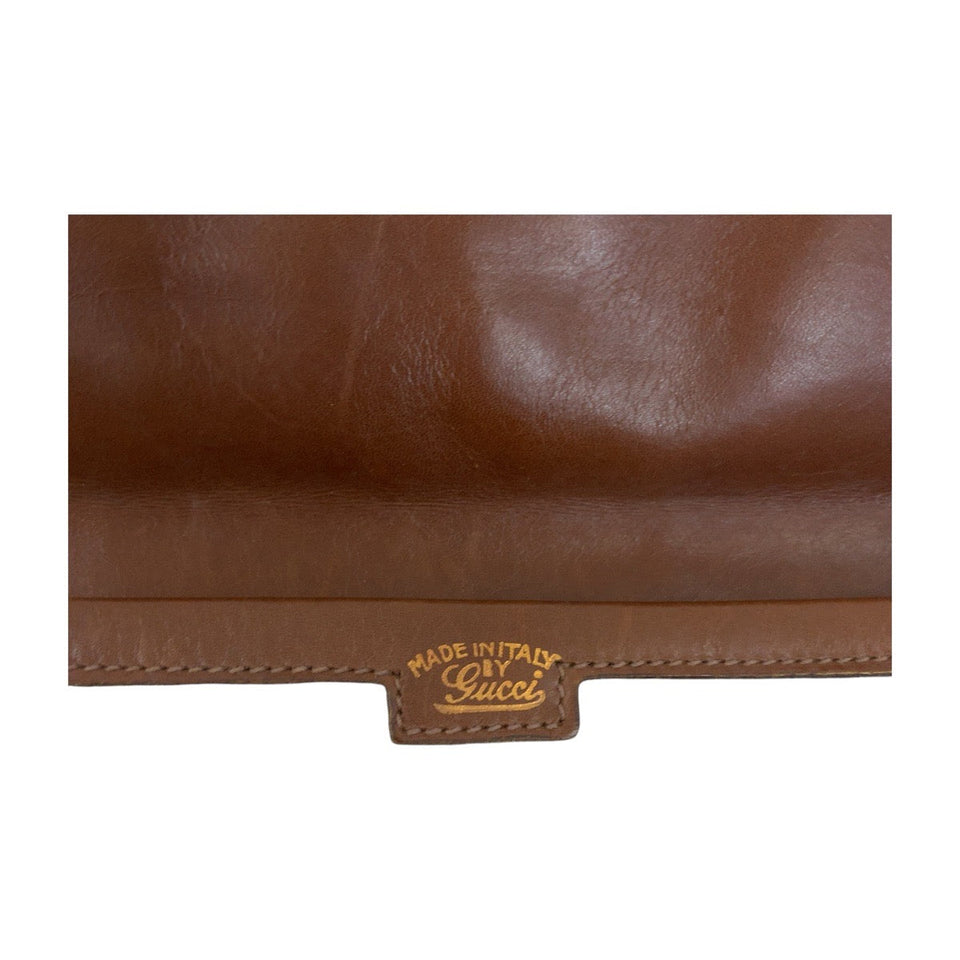 Gucci Shoulder Bag Suede Brown Gold Metal Old Gucci