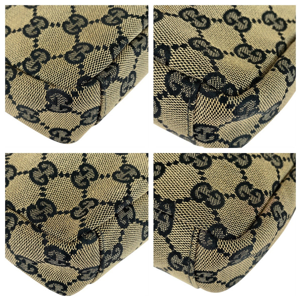 Gucci Shoulder Bag 019 0433 GG canvas Beige Black Gold Metal