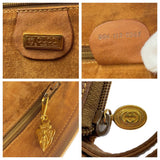 Gucci Clutch bag 004 113 0367 Suede Brown Beige Gold Metal