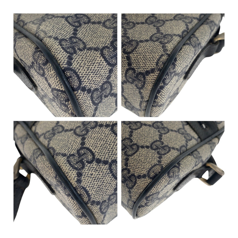 Gucci Shoulder Bag 68 001 3654 PVC Navy Gold Metal Sherry line Old Gucci