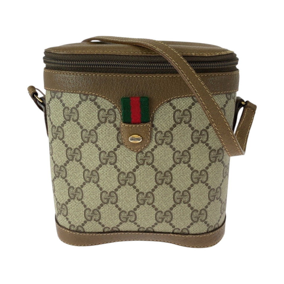 Gucci Shoulder Bag 904 02 070 GG Supreme Canvas Beige Brown Gold Metal Old Gucci Shelly Line